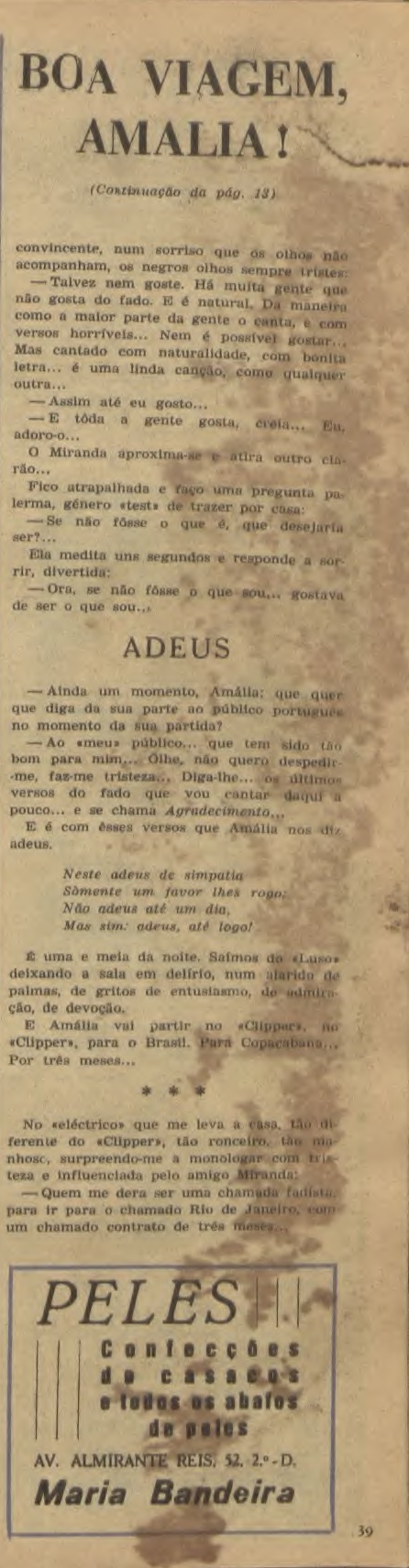 Amália Rodrigues - Revista Eva 10 de Outubro de 1944
